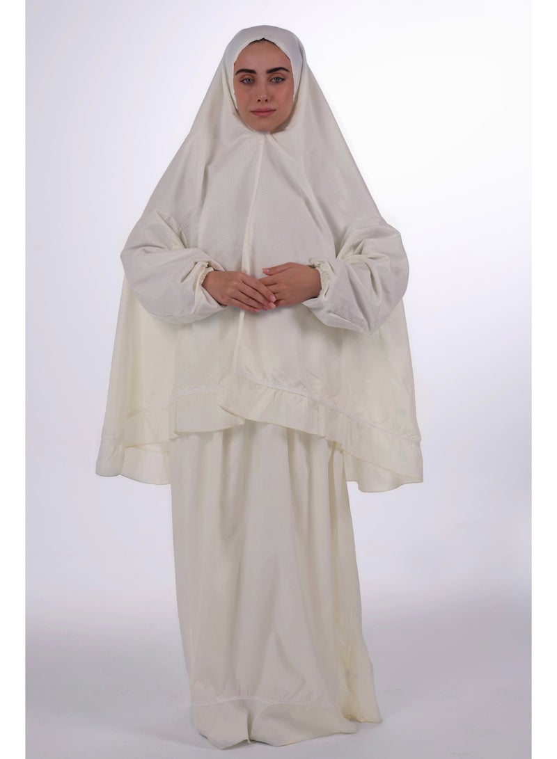 Two pieces islamic prayer robe dress set with sleeve